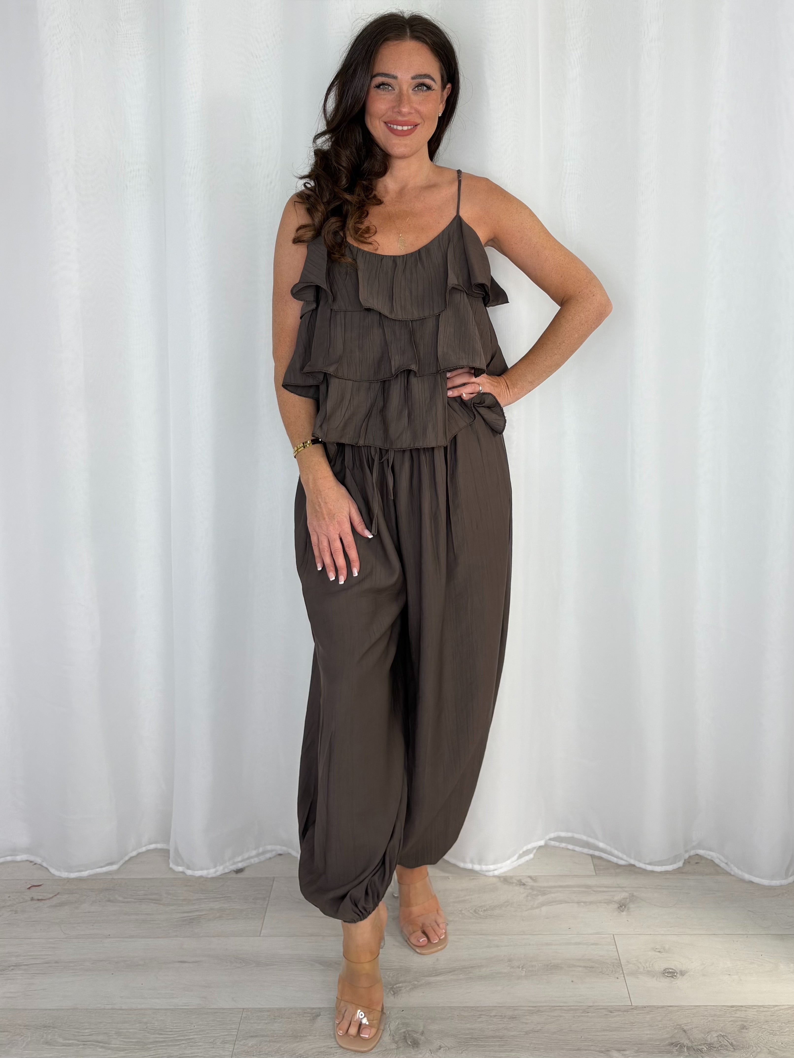 Frill Vest Top And Harem Trouser Co-Ord (7 Colours)
