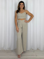 Stone Covered Button Detail Bralette & Trouser Co-Ord