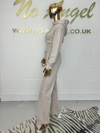 Mink Acid Wash Long Sleeve Fitted Hem Hooded Straight Leg Tracksuit