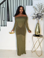 MALINA LACE SCULPT MAXI DRESS (GREEN)