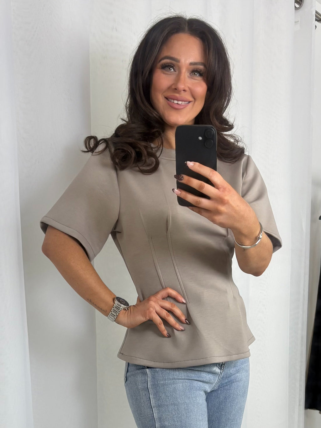 Cinched Corset Detail Short Sleeve Top (4 Colours)