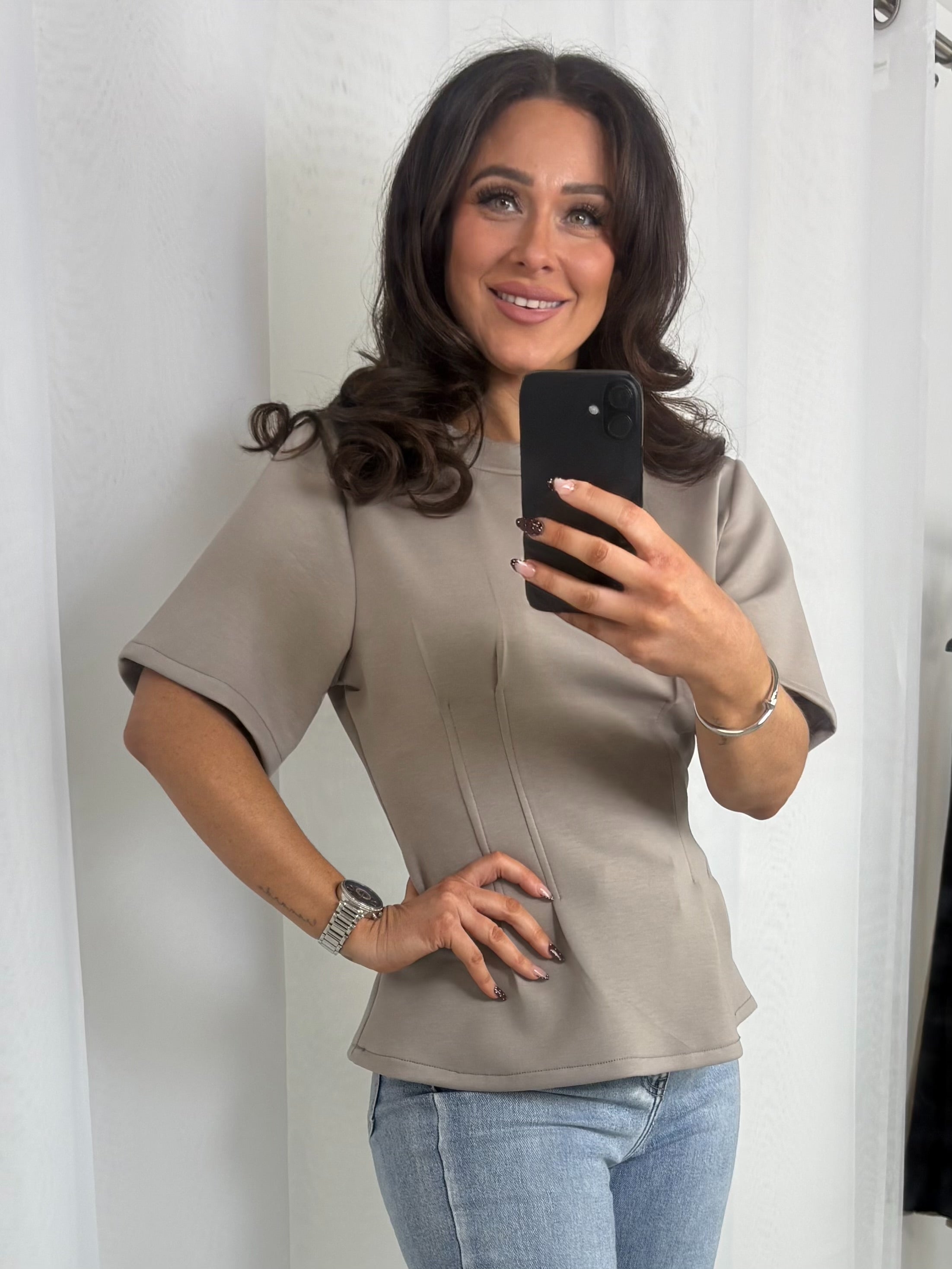 Cinched Corset Detail Short Sleeve Top (4 Colours)