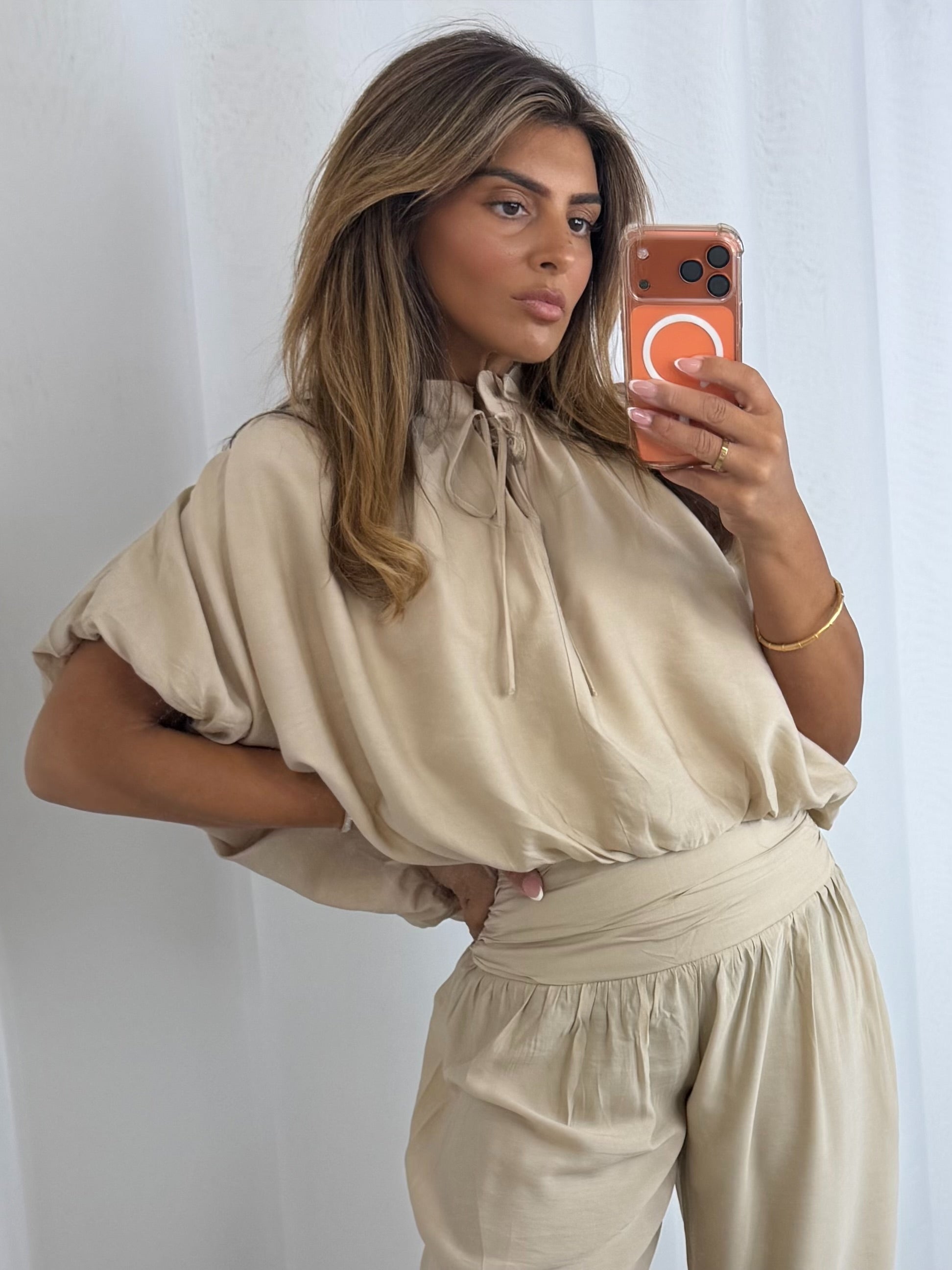 Puff Ball Frill Detail Top And Trouser Co-Ord (2 Colours)