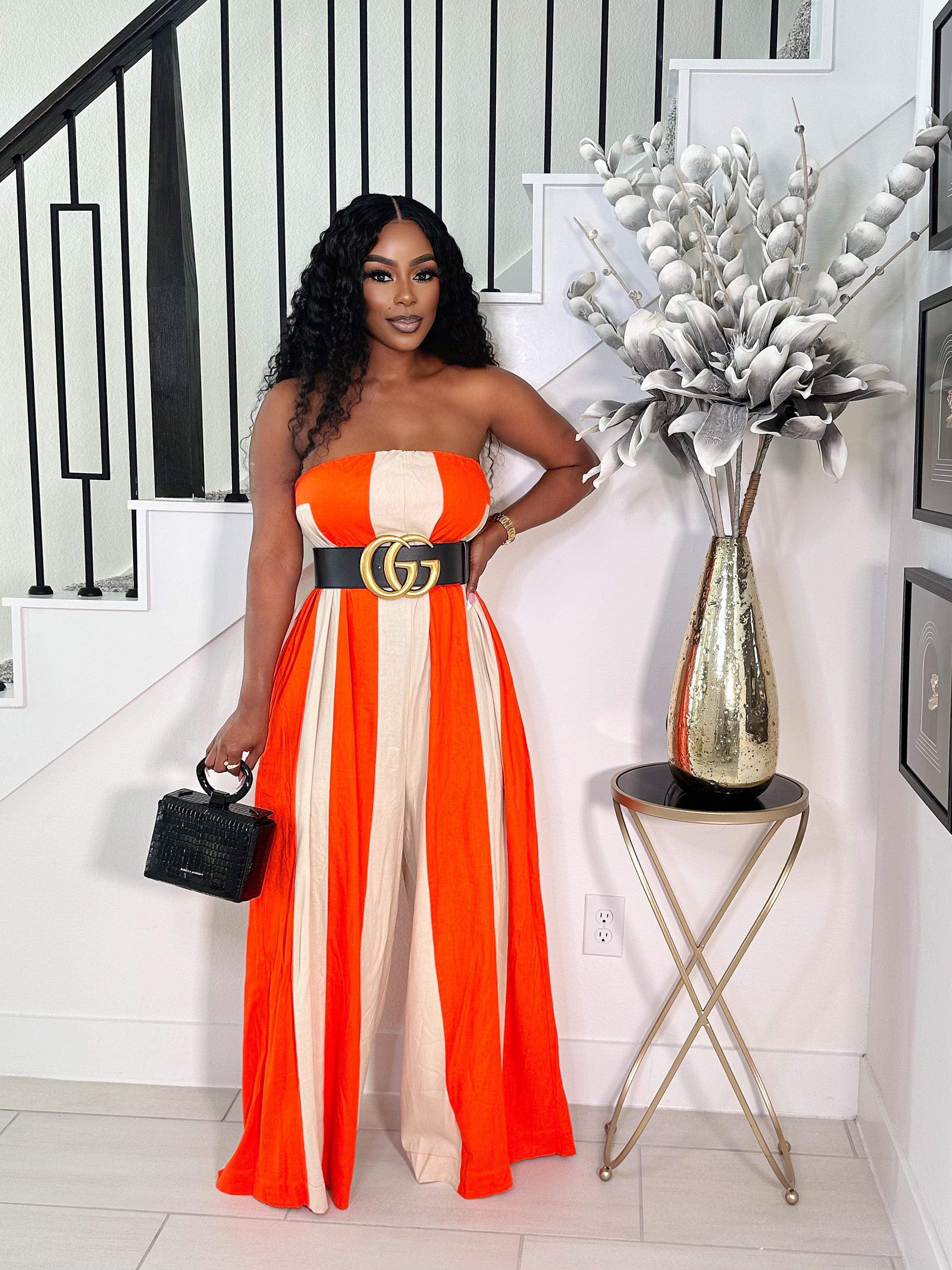 ELEVATE YOUR STYLE STRAPLESS JUMPSUIT (ORANGE)