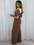 Crochet Detailing Pinstripe Longline Top And Trousers Co-Ord (4 Colours)