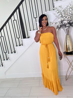 STAY WITH ME STRAPLESS MAXI DRESS (MUSTARD)