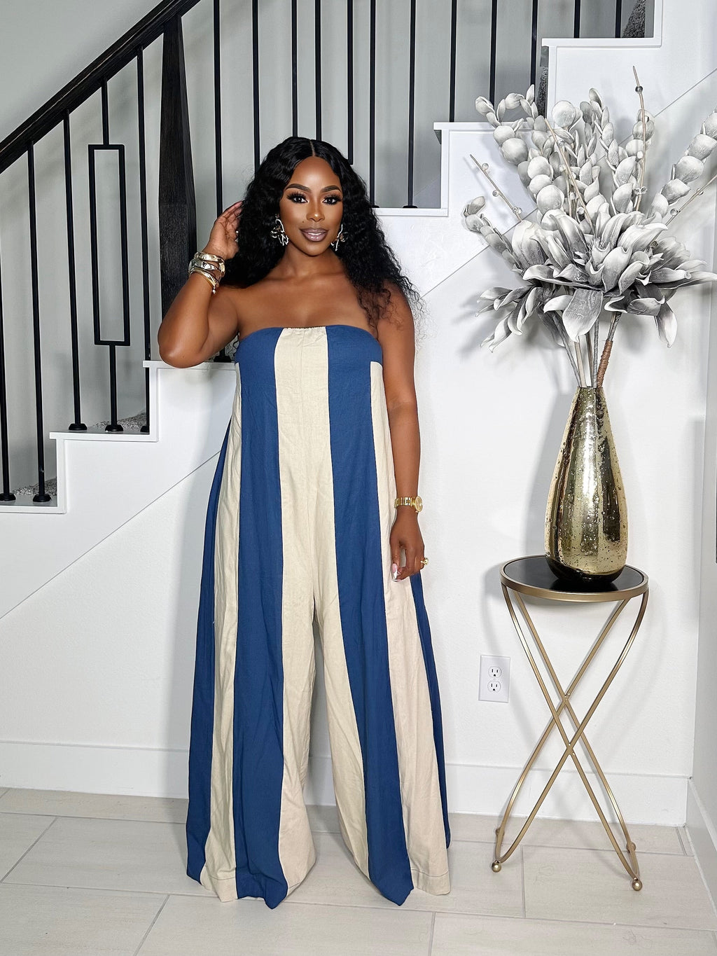 ELEVATE YOUR STYLE STRAPLESS JUMPSUIT (BLUE)