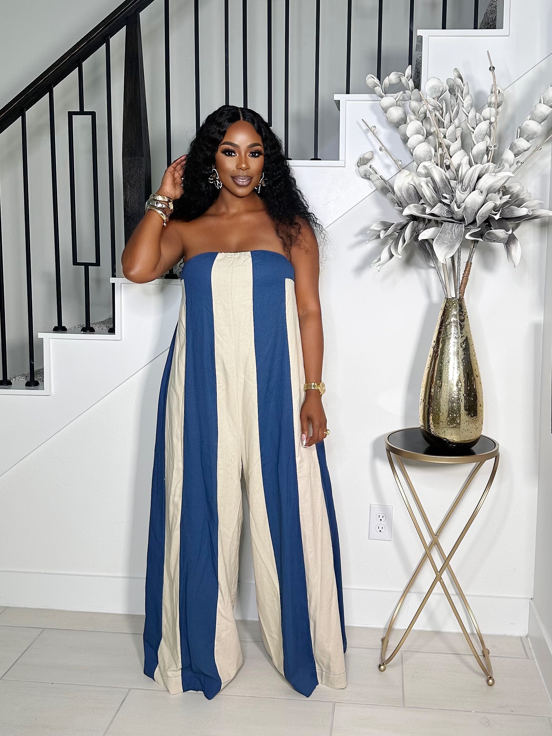 ELEVATE YOUR STYLE STRAPLESS JUMPSUIT (BLUE)