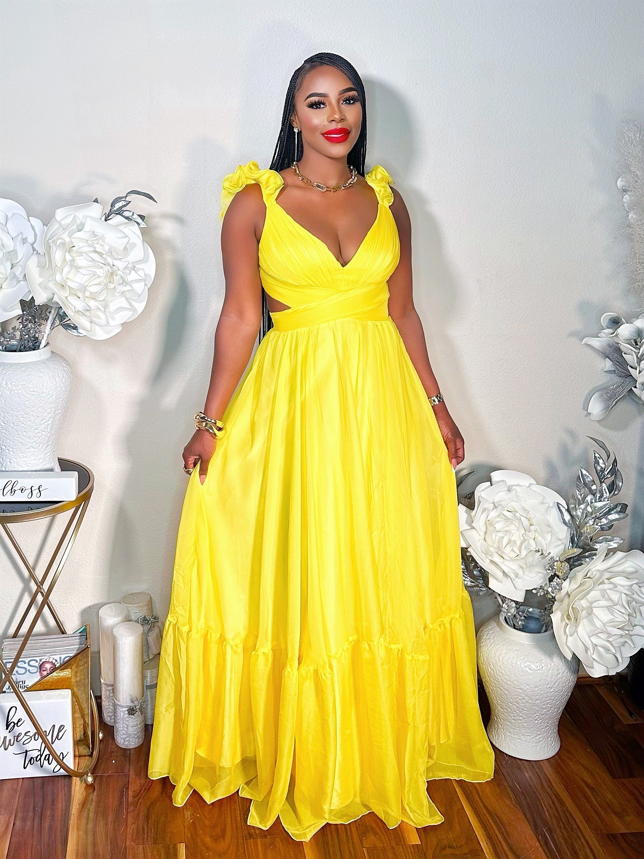 ELEGANT TASTE MAXI DRESS (YELLOW) (RESTOCK)