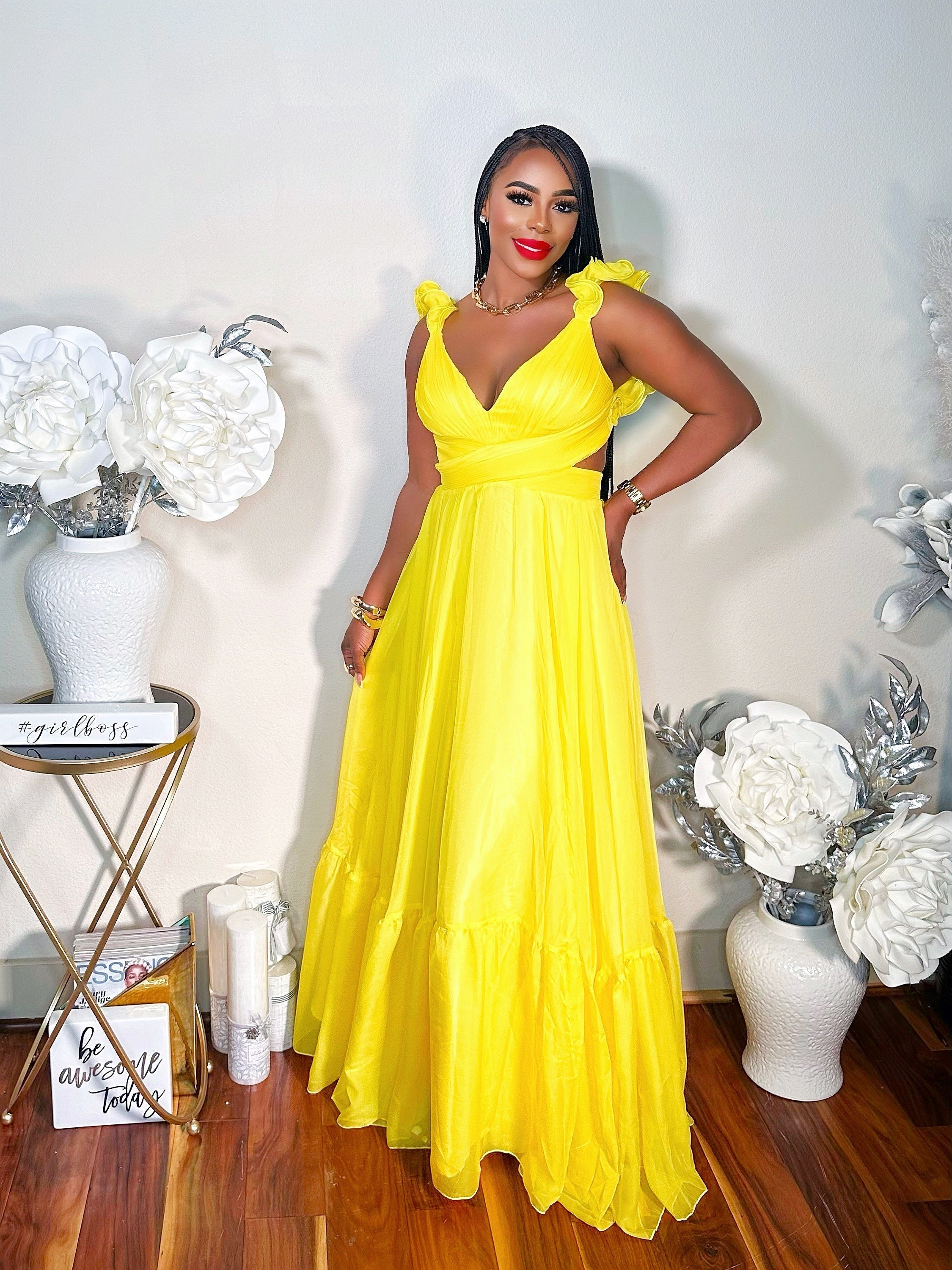 ELEGANT TASTE MAXI DRESS (YELLOW) (RESTOCK)