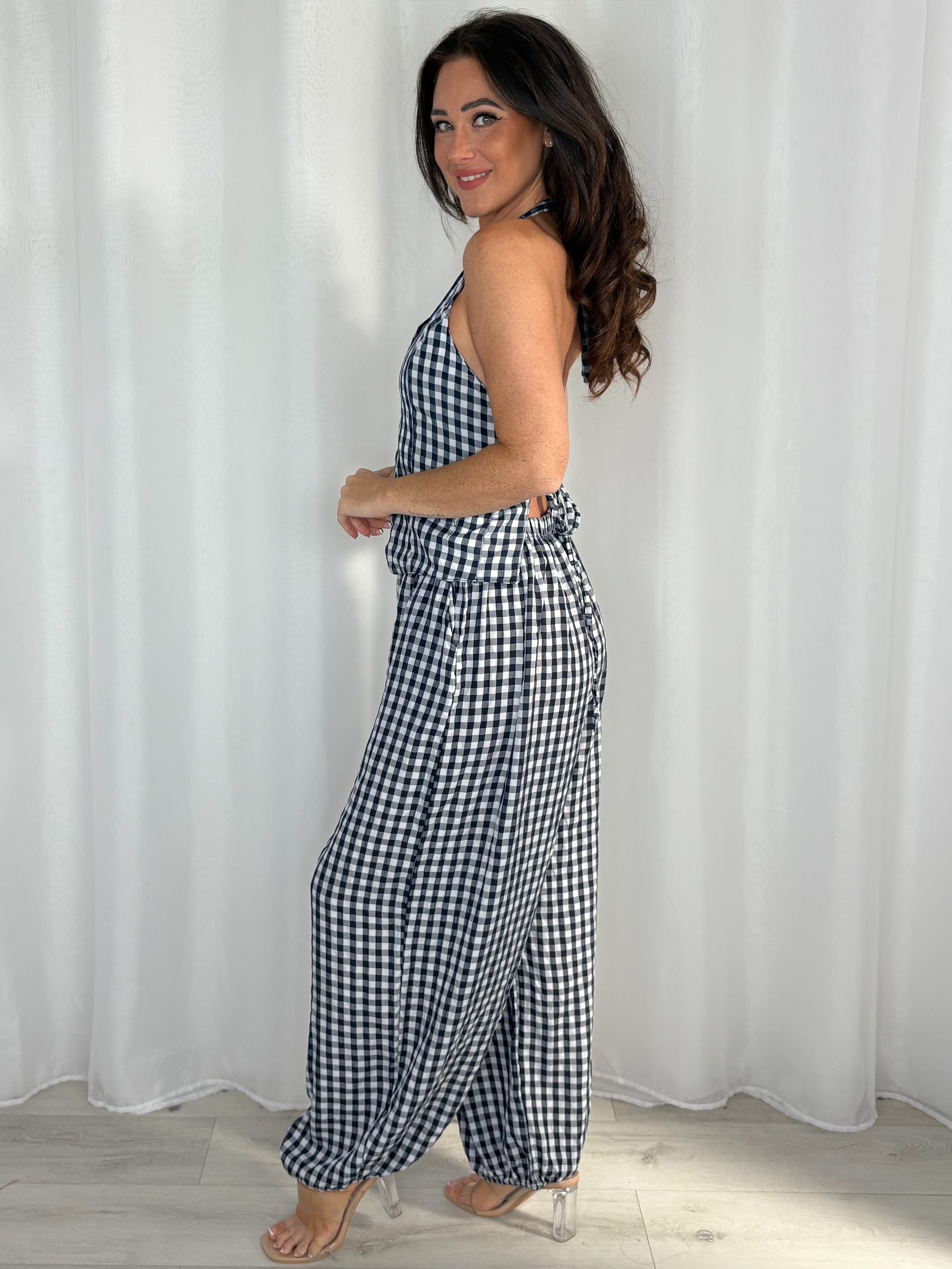 Gingham Tie-Back Waistcoat And Balloon Trouser Co-Ord (4 Colours)