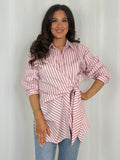 Tie Side Pinstripe Shirt (2 Colours)