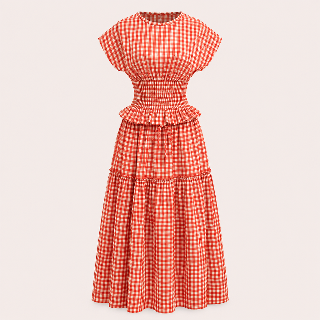 Amelia Gingham Smocked Maxi Set