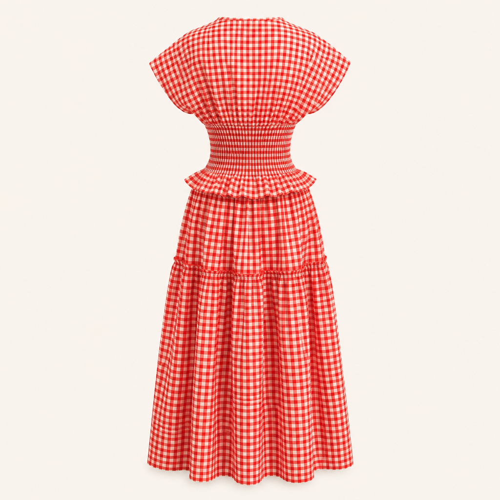 Amelia Gingham Smocked Maxi Set