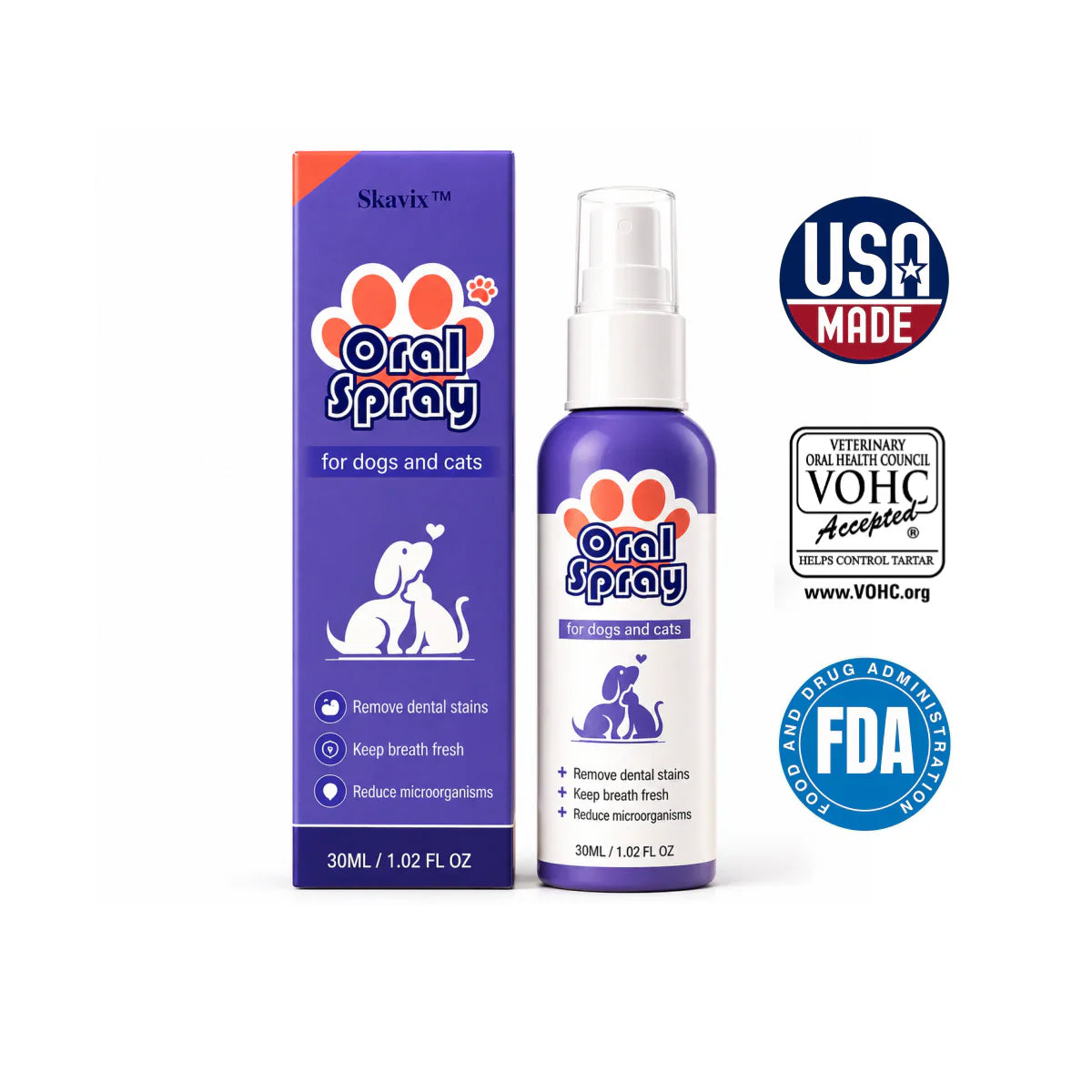 Skavix™ Oral Spray for Pets ✅FDA Approved | Freshens Breath, Removes Tartar, Promotes Gum Regeneration, and Stabilizes Teeth