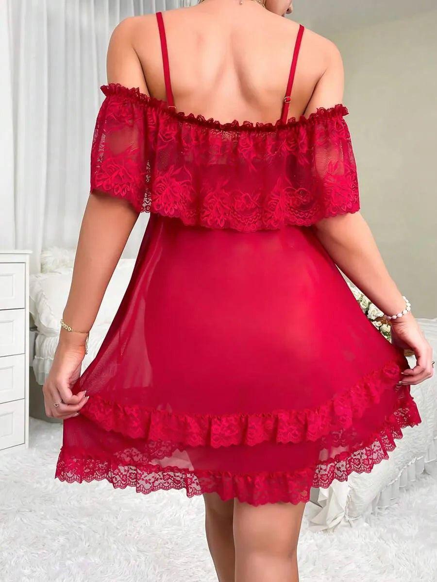 Slumberist Sexy Mesh Lace Women's Pajama Night Dress