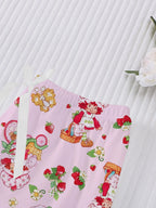 Women's Casual Cute Strawberry Print 3 Piece Pajama Set