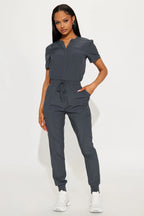 Full Shift Stretch Jogger Scrub Uniform Jumpsuit - Black