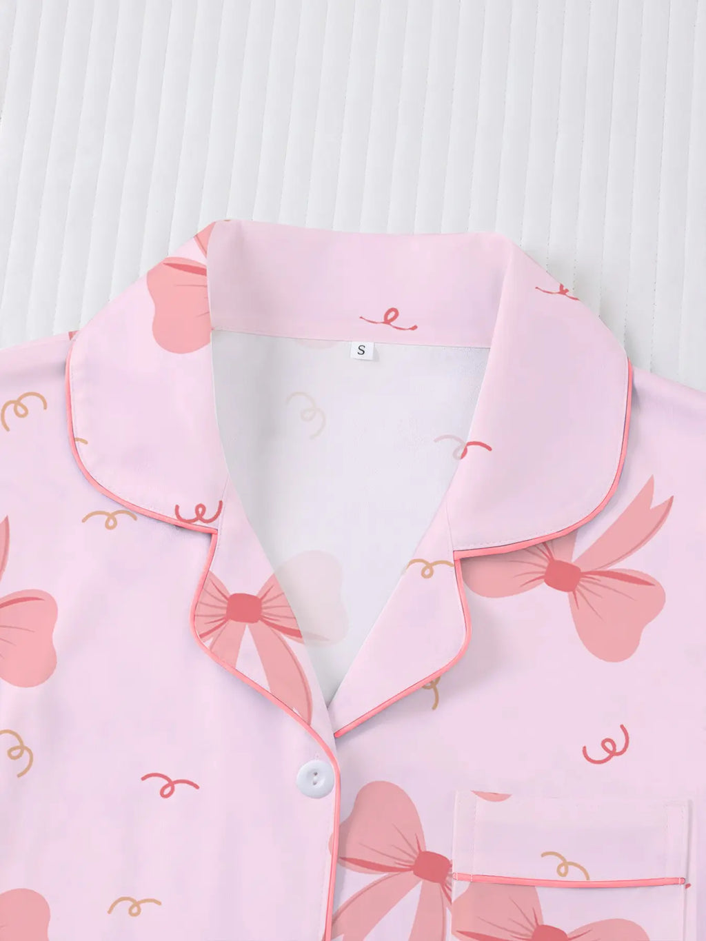 Women's Valentine's Day Sleepwear Set, Bow Print Pajamas