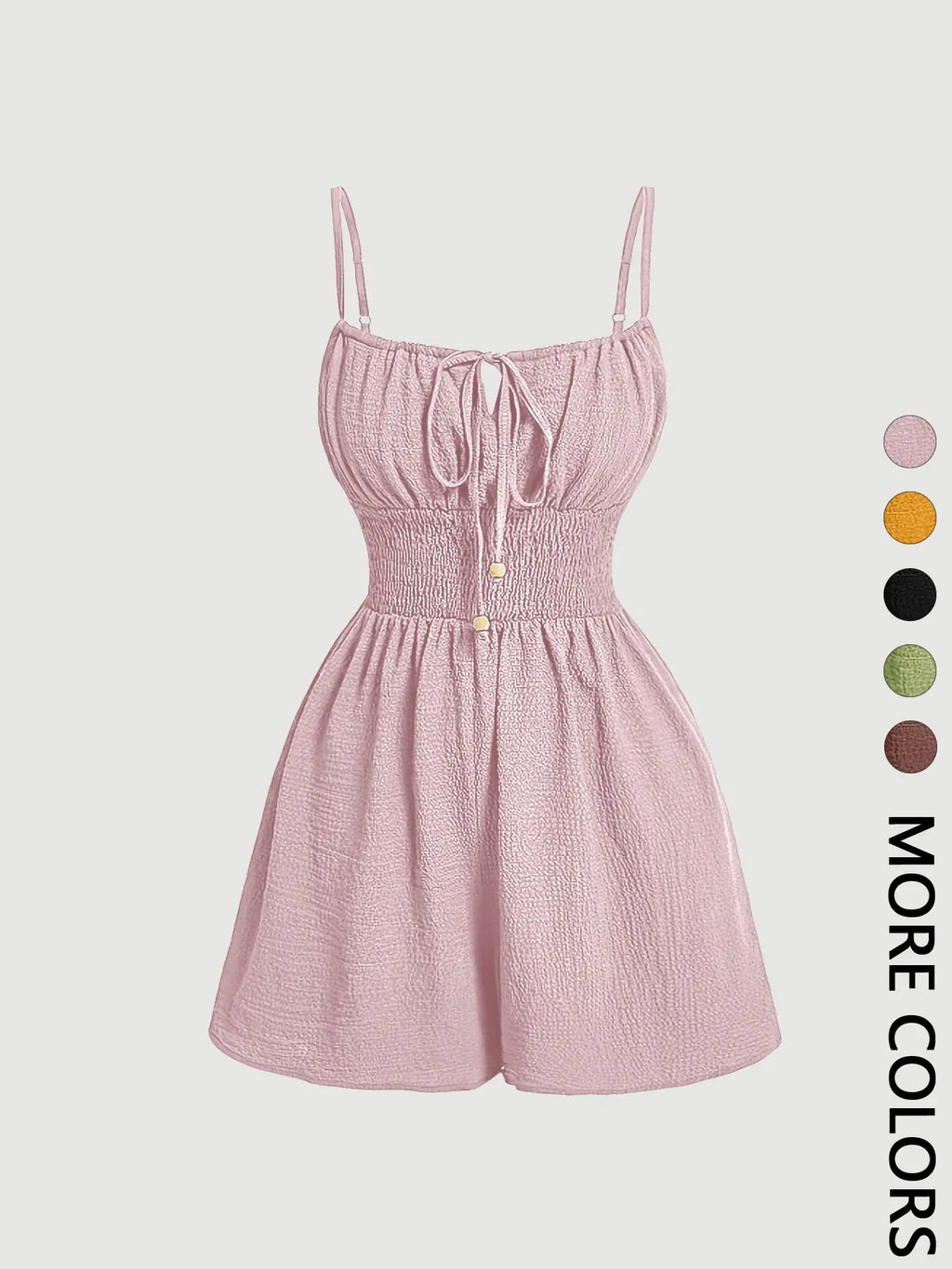 Women's Casual Sleeveless Romper with Front Tie and Elastic Waist