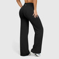 OQQ Women's High Waist Crossover Flare Stretchy Yoga Pants - V-Back Seam, Comfortable Fit, Basic Minimalist Trousers for Gym, All-Season Female Stylish Clothes, Vacation Outfits,clothes for back to school,first day of school outfits