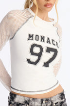 Monaco 97 Fishnet Baby Tee - White