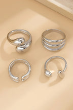 Glossy Alloy Fashionable Geometric Open Rings Set
