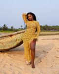 Milan Mesh Dress (Yellow Custom Print)