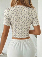 Sweetheart Neck Floral Lace Crop Top for Women