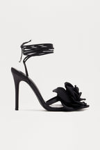 Love Is Blooming Heeled Sandals - Black