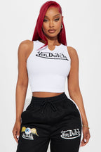 Von Dutch Ribbed Notch Neck Tank Top