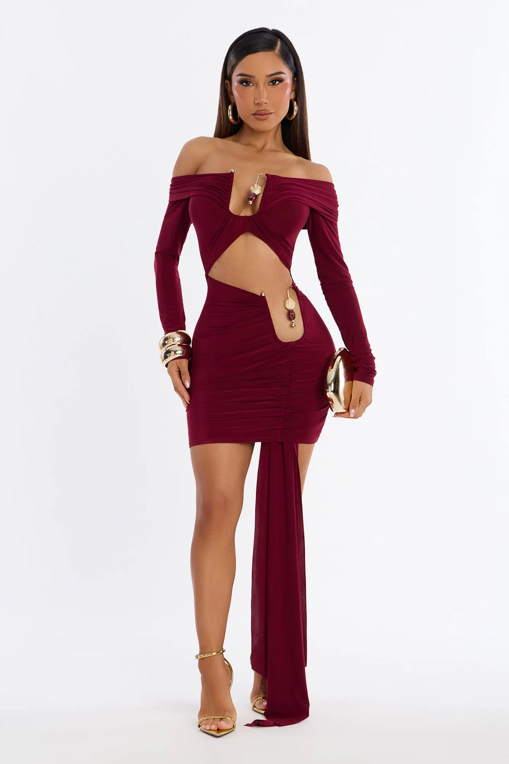 Kaylor Stone Hardware Draped Mini Dress - Teal