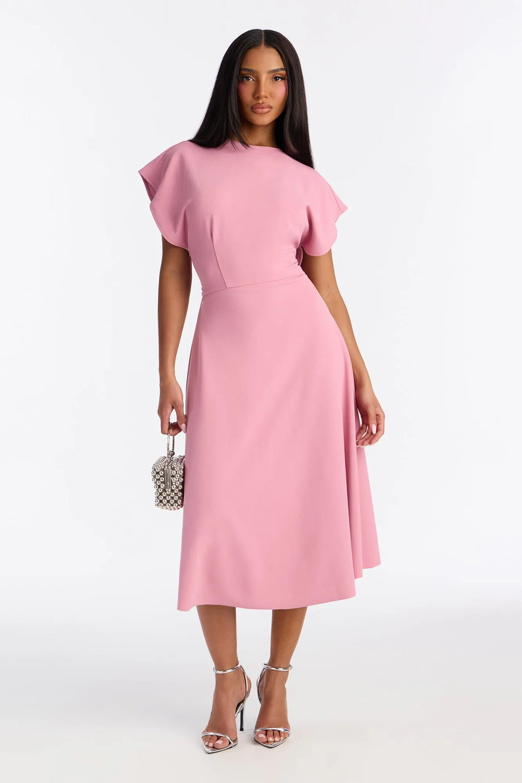 Emerie A Line Midi Dress - Black