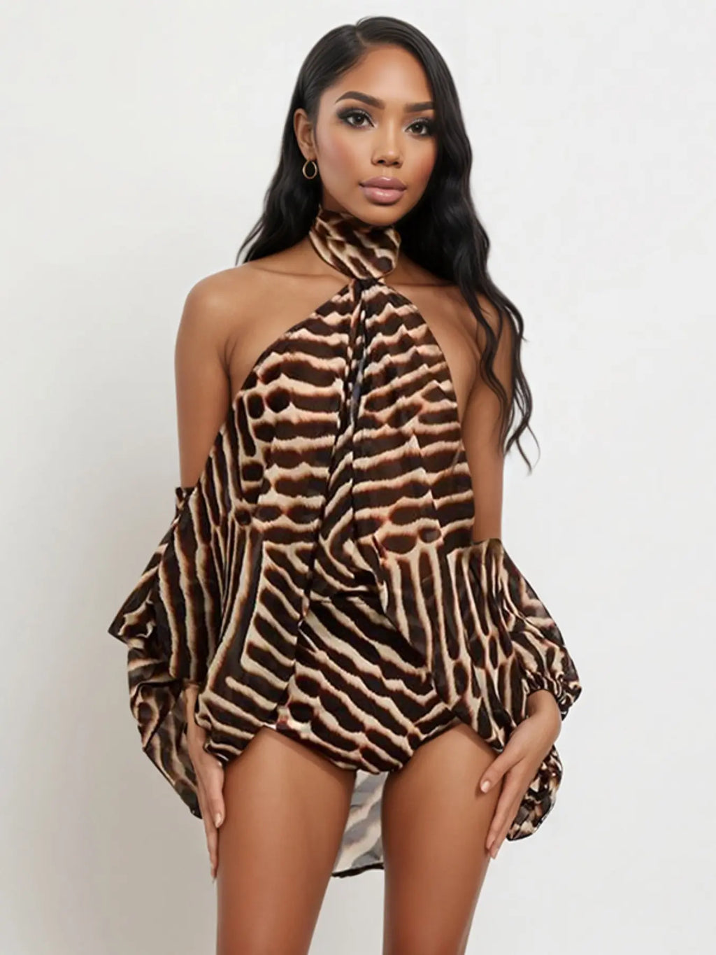 Women's 2-Piece Leopard Print Set, Casual Loose-Fit Long Top & Shorts, Fashionable Daily Wear, Perfect for Travel & Vacation