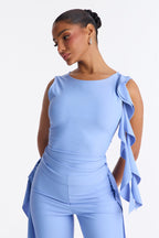 Ivy Ruffle Flare Pant Set - Blue