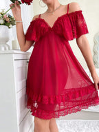 Slumberist Sexy Mesh Lace Women's Pajama Night Dress