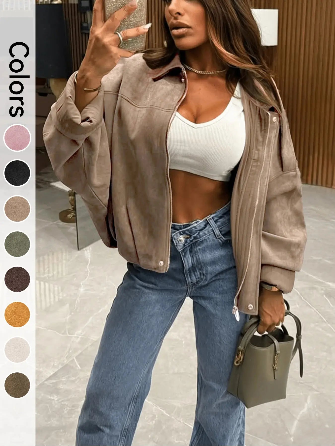 Women's Ultra-Loose Flight Jacket, Casual Zipper Comfortable Fall Daily Wear