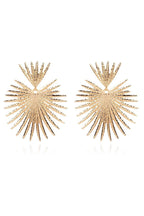 Metallic Sheen Textured Fan Shaped Fashionable Dangle Earrings