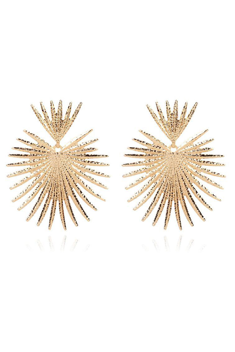 Metallic Sheen Textured Fan Shaped Fashionable Dangle Earrings