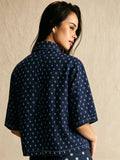 Women's Polka Dot Denim Shirt, Blouse Shirt Top, Casual Loose Fit Short Sleeve Top Button Front Design Button up top, Casual Street Style, All-Seasons Outerwear