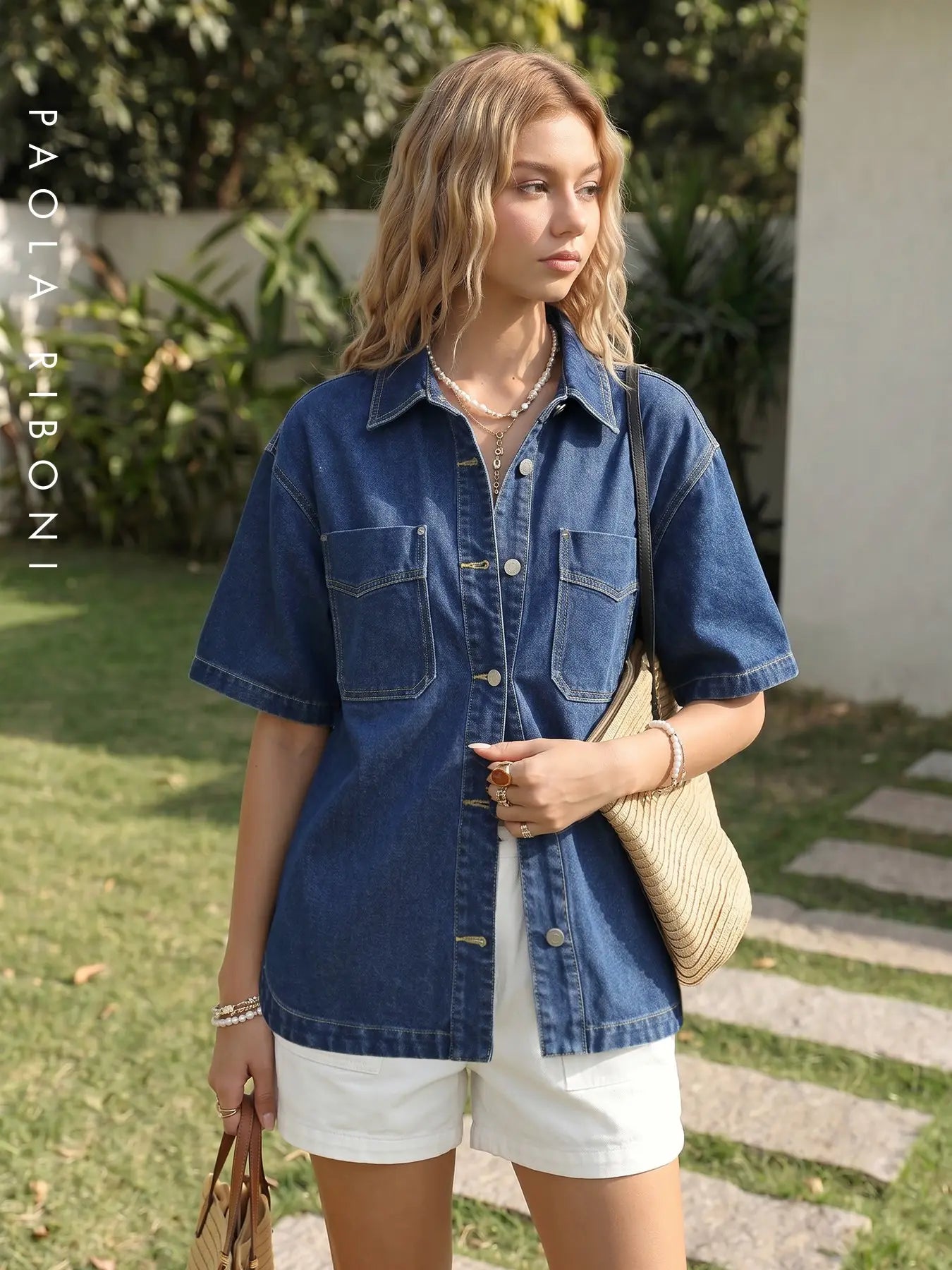 Short Sleeve Light Wash Denim Jacket for Women, Classic Casual Button Down Denim Jacket with Chest Pockets, Fashion Women's Clothing for Daily Wear, Vintage Western Trucker Jacket Coats