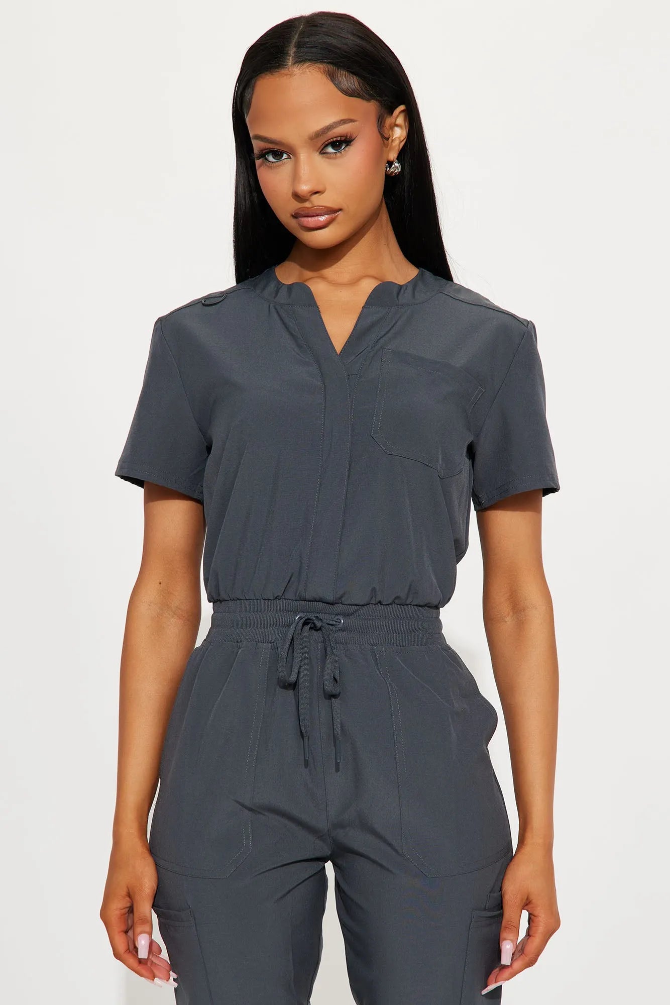 Full Shift Stretch Jogger Scrub Uniform Jumpsuit - Black