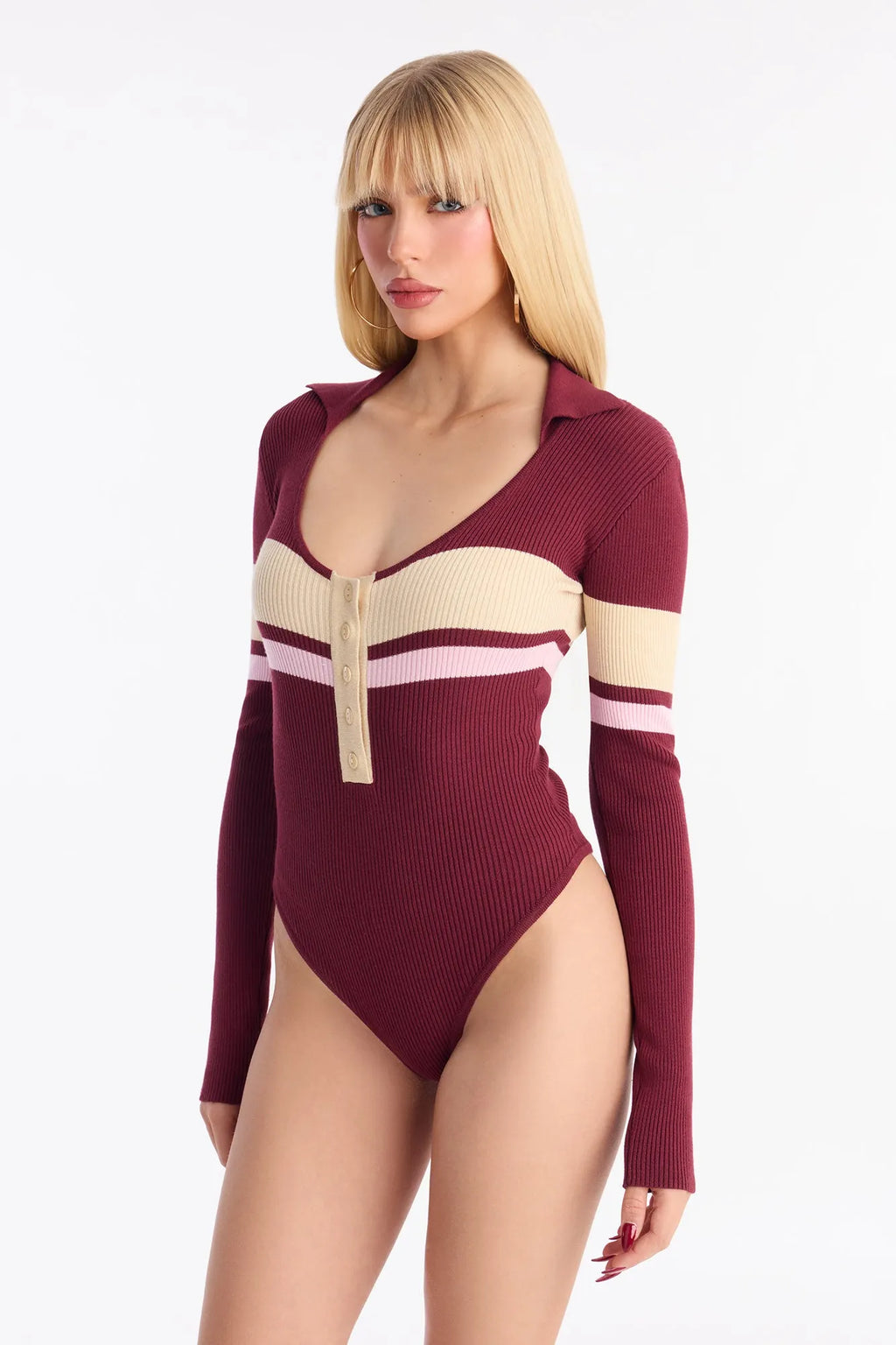 Love and Lattes Stripe Bodysuit - Brown