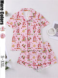 Women's Strawberry Cartoon Print Sleepwear Loungewear Set