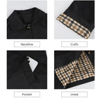 UANEO Womens Cropped Trench Coat Classic Collar Oversized Casual Jackets with Checkered Lining SummerVibes