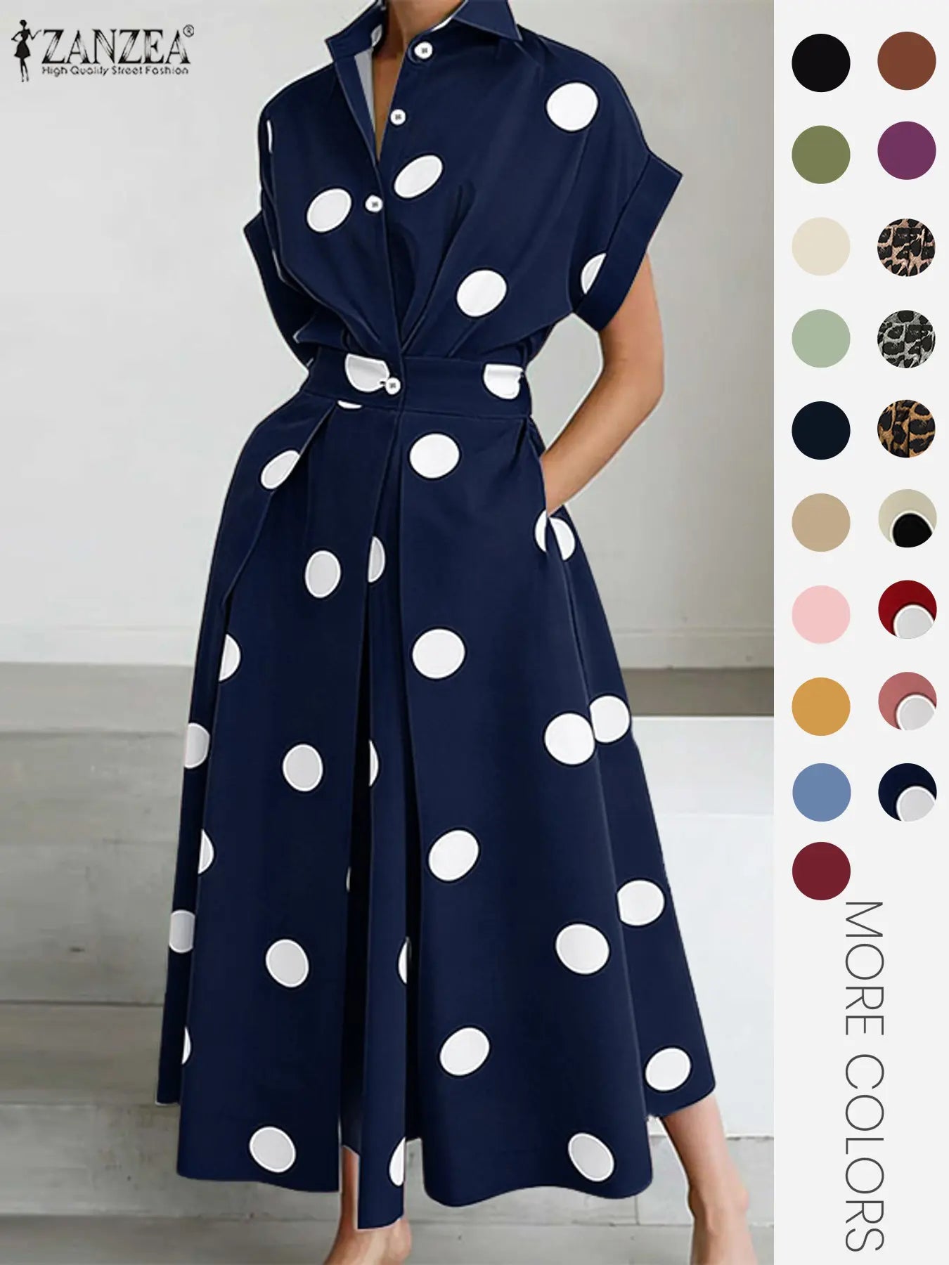 Women's Solid Color Woven Collared Shirt Dress, Basic Casual Short Sleeve Dress for Summer, Ladies Clothes for Daily Wear, Womenswear Fit, Piece, Buttoned Dress