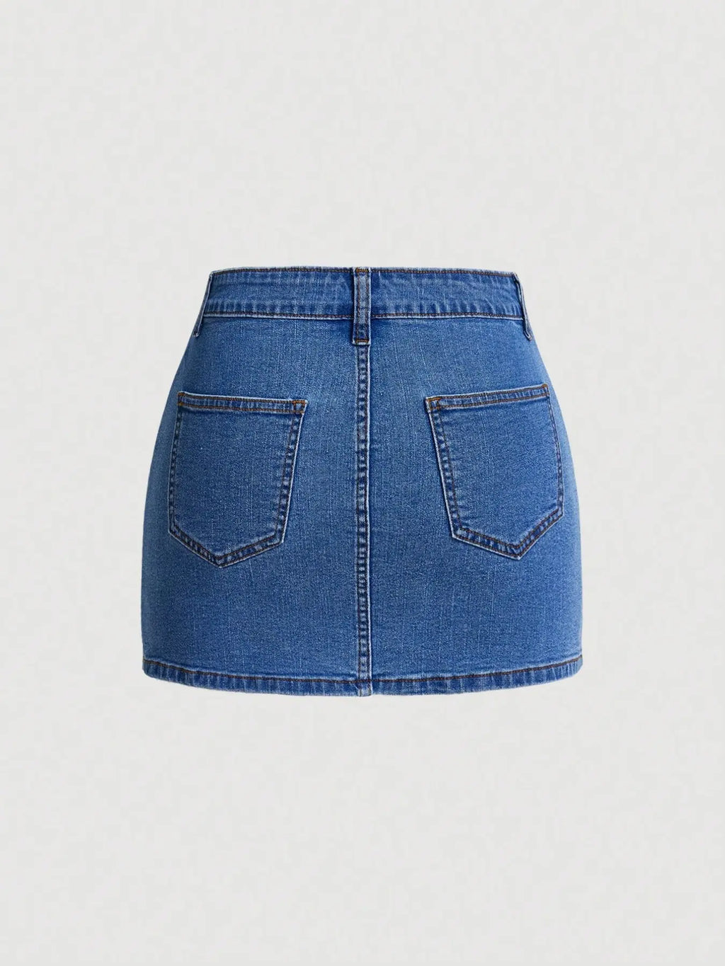 Women's Denim Skirt, Slim-Fitting High-Waist Short Skirt, Basic Casual A-Type Design, Button Closure, Plain Pattern, Summer Fashion