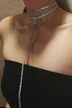 Rhinestone Layered Party Long Choker Necklace