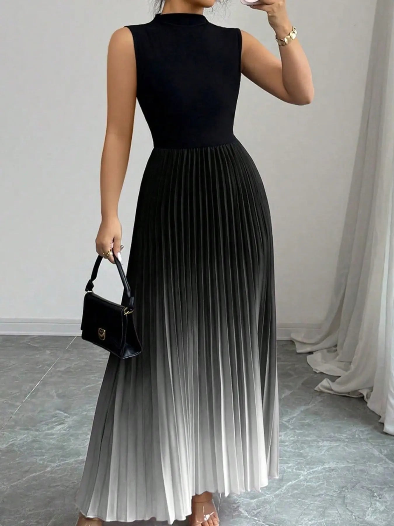 Women's Ombre Print Tank Dress, Elegant Sleeveless Dress for Party, Ladies' Clothes for All Seasons, Formal Dresses, Elegant Classy Flattering
