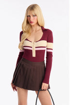 Love and Lattes Stripe Bodysuit - Brown